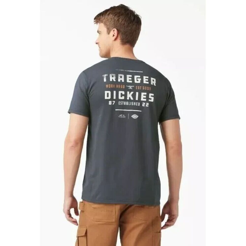 Traeger x Dickies Shirt Mens Medium Pocket Gray Graphic Print Grilling T-Shirt‎